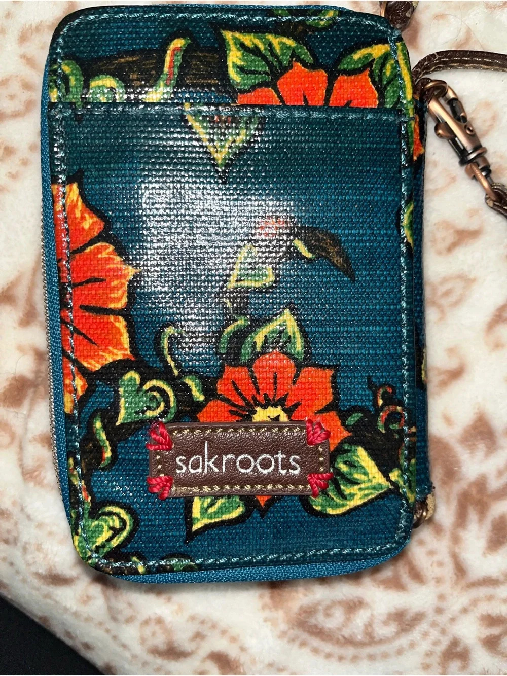 Floral Pattern Cell Phone Pouch - Blue